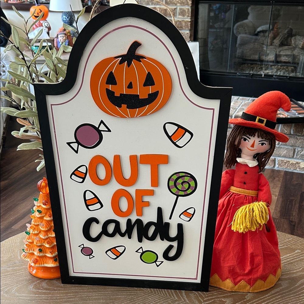 NEW! LARGE Halloween Trick or Treat Out of Candy Wood Holiday Sign - Picture 1 of 7